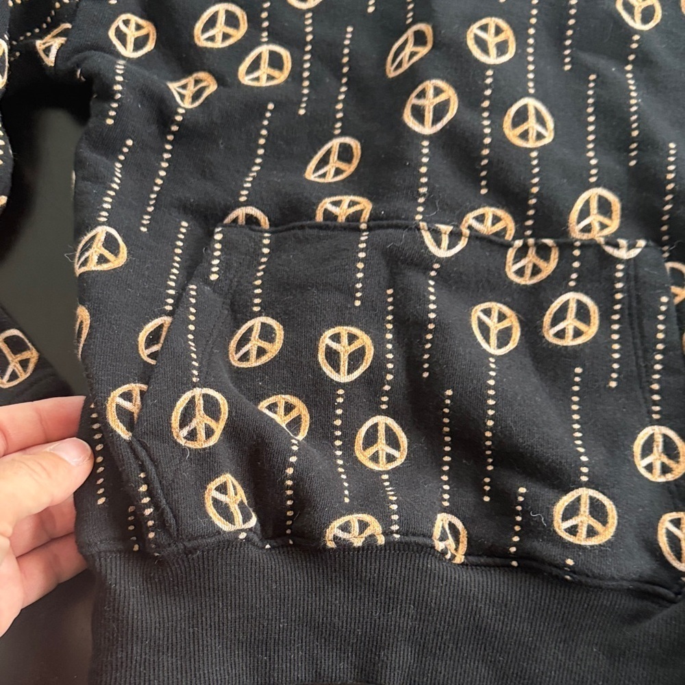 Nordstrom Black and Brown Peace Pattern Kids Hoodie - Picture 3 of 3